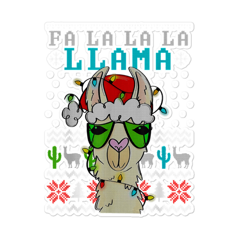 Fa La La La La Merry Christmas Funny Santa Llama Ugly T Shirt Sticker | Artistshot