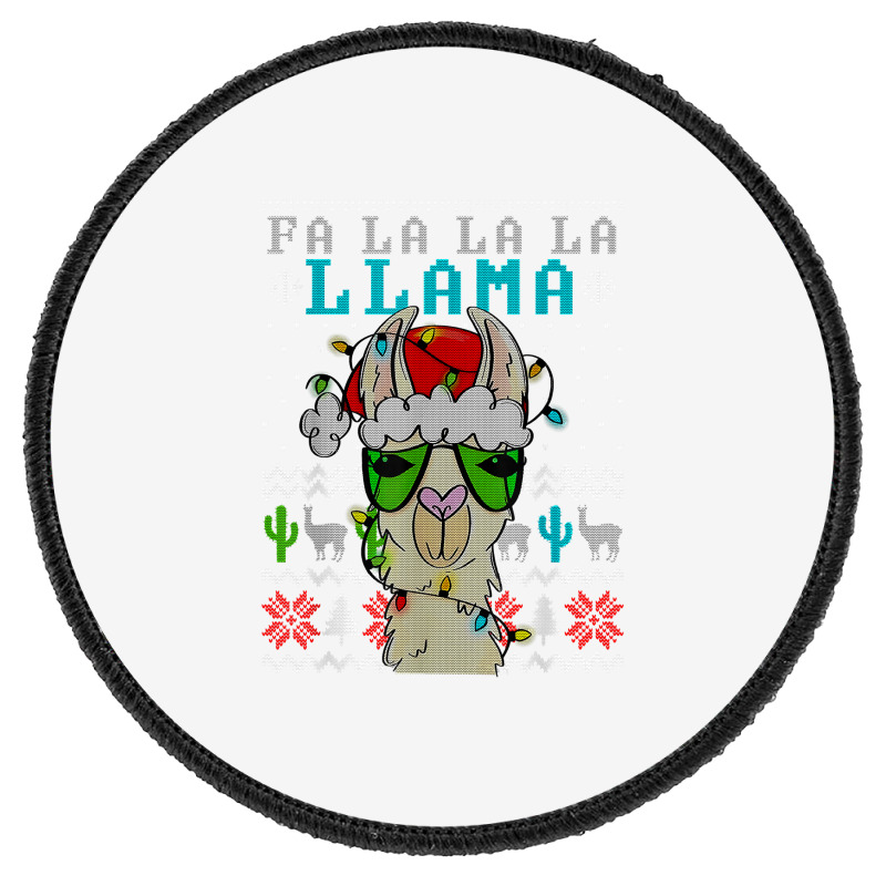 Fa La La La La Merry Christmas Funny Santa Llama Ugly T Shirt Round Patch | Artistshot