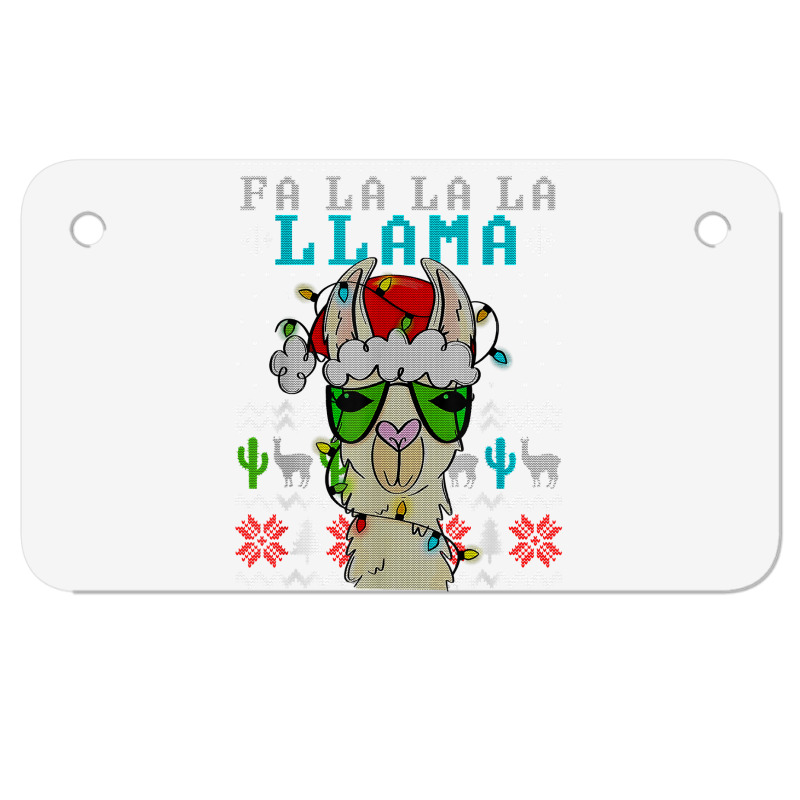 Fa La La La La Merry Christmas Funny Santa Llama Ugly T Shirt Motorcycle License Plate | Artistshot