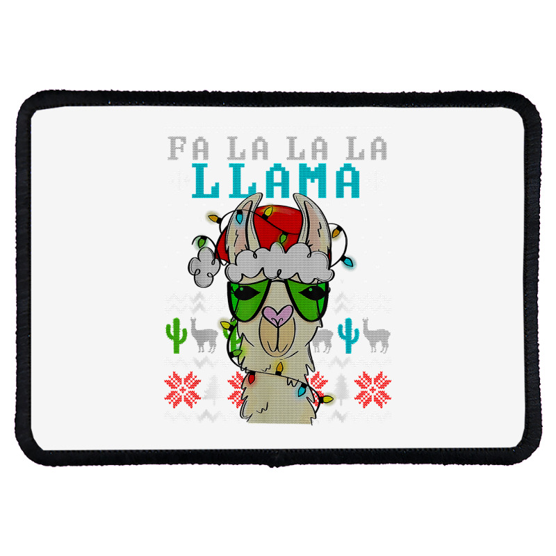 Fa La La La La Merry Christmas Funny Santa Llama Ugly T Shirt Rectangle Patch | Artistshot