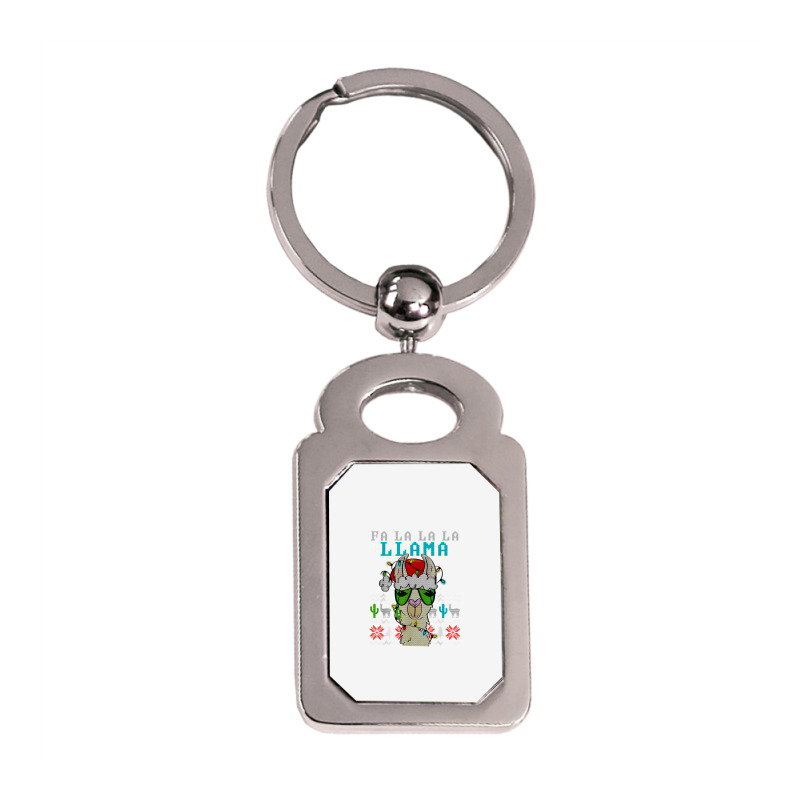 Fa La La La La Merry Christmas Funny Santa Llama Ugly T Shirt Silver Rectangle Keychain | Artistshot