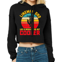 Lineman Dad But Cooler Funny Electrician Utility Father Mens Premium Cropped Hoodie | Artistshot