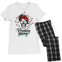 Funny Christmas Mom Skull Design Freaking Merry Lights T Shirt Women's Pajamas Set | Artistshot