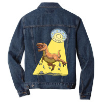 Alien Dinosaur Abduction Ufo T-rex Abducted By Ufo Spaceship Men Denim Jacket | Artistshot