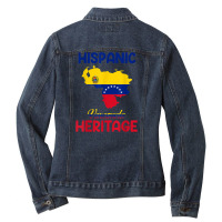 Venezuela Map Venezuela Flag Hispanic Heritage Latin Month T Shirt Ladies Denim Jacket | Artistshot