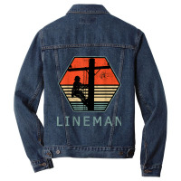 Lineman Retro Vintage Electrician Men Denim Jacket | Artistshot