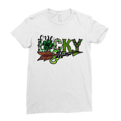 One Lucky Mama Ladies Fitted T-shirt Designed By Badaudesign