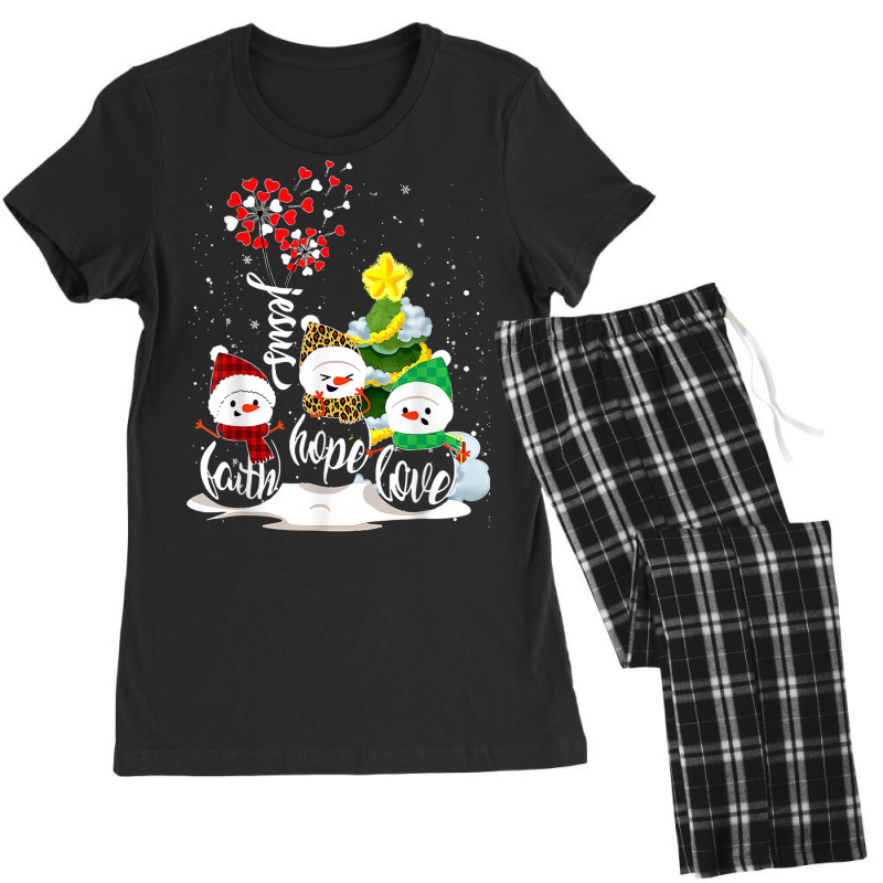 Faith Hope Love Snowman Jesus Dandelion Christian Christmas Women's Pajamas Set by Queens | Artistshot