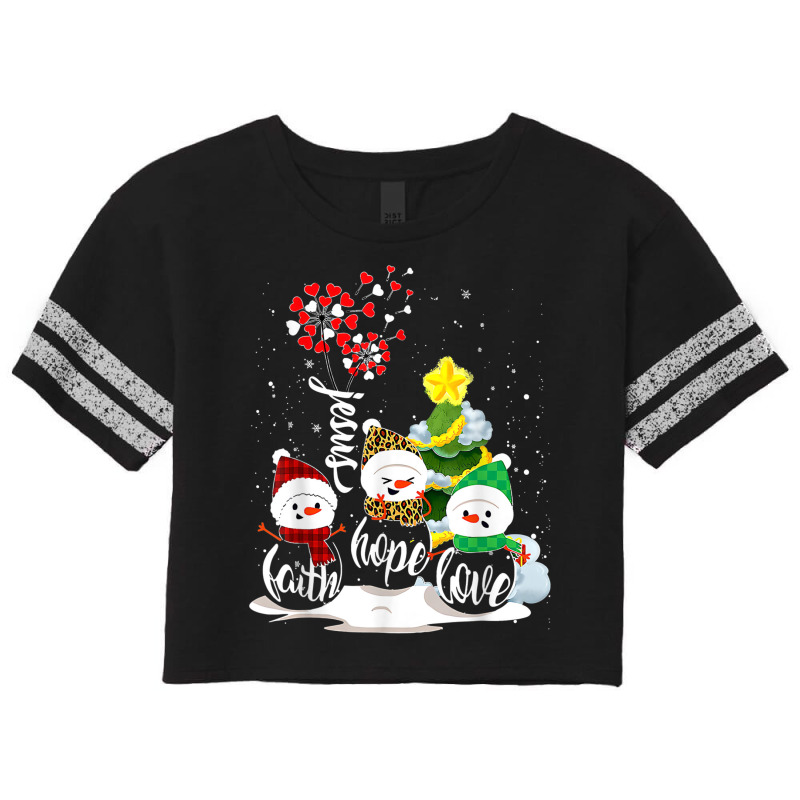 Faith Hope Love Snowman Jesus Dandelion Christian Christmas Scorecard Crop Tee by Queens | Artistshot