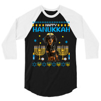 Dachshund Chanukah Jewish Ugly Hanukkah Sweater Pajama 3/4 Sleeve Shirt | Artistshot