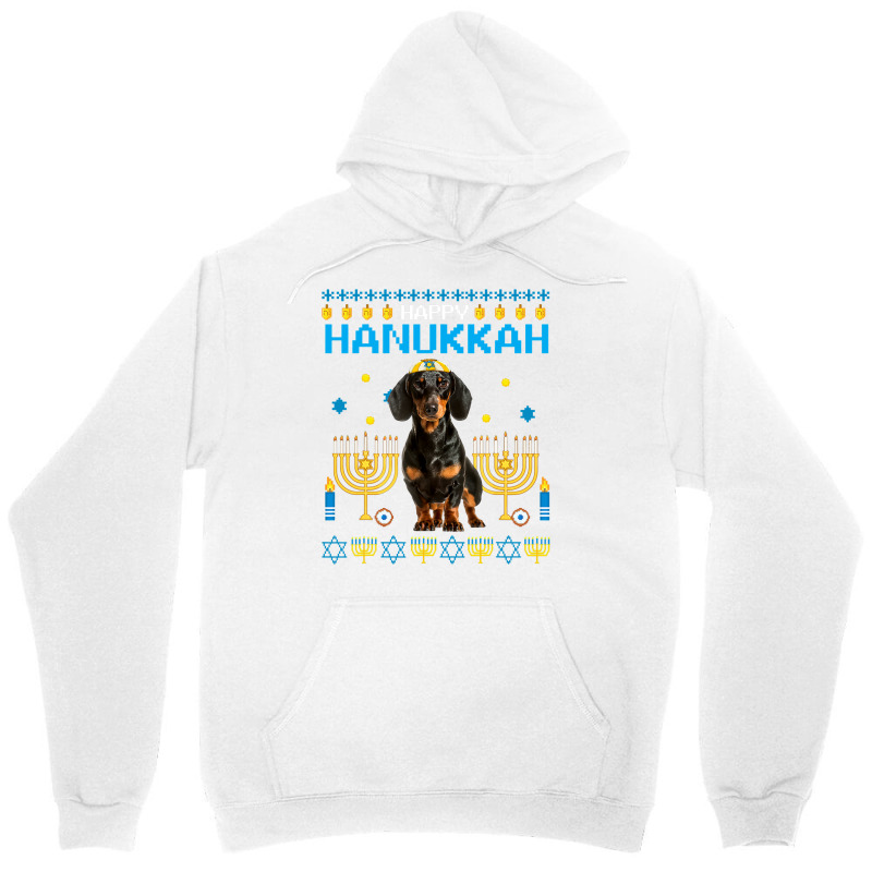 Dachshund Chanukah Jewish Ugly Hanukkah Sweater Pajama Unisex Hoodie | Artistshot