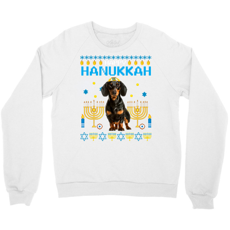 Dachshund Chanukah Jewish Ugly Hanukkah Sweater Pajama Crewneck Sweatshirt | Artistshot