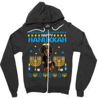 Dachshund Chanukah Jewish Ugly Hanukkah Sweater Pajama Zipper Hoodie | Artistshot