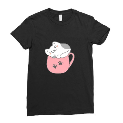 Cat Coffee T  Shirt I Need Coffee Right Meow T  Shirtby Haz Ladies Fitted T-shirt Designed By Brekkeelton