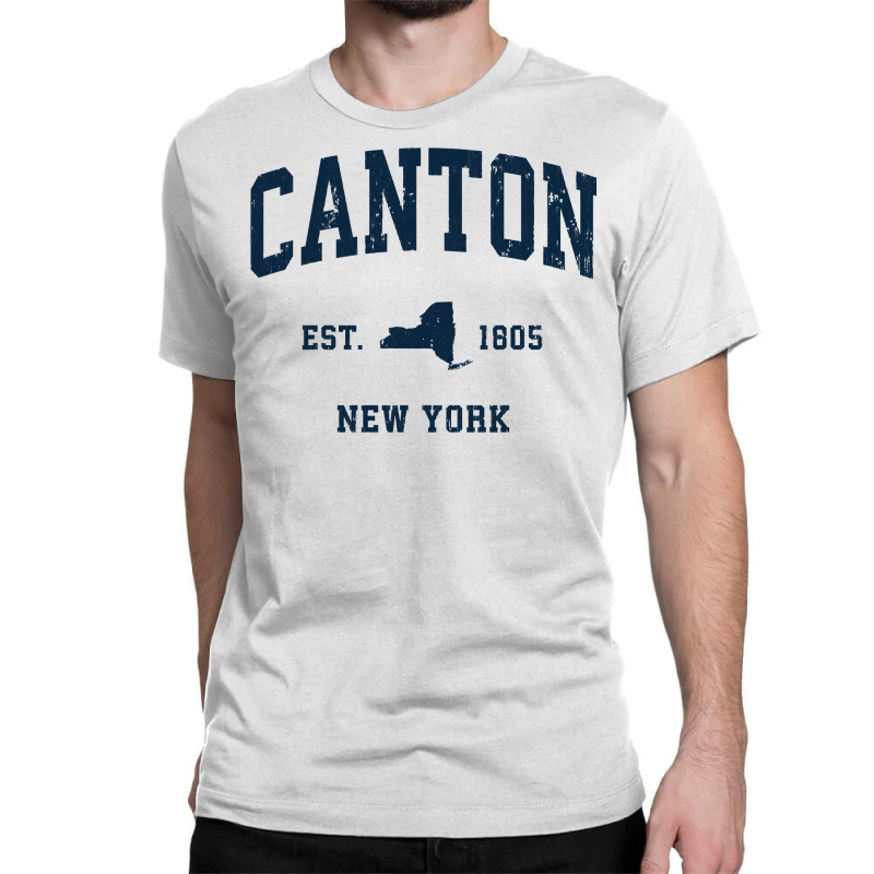 Canton New York Ny Vintage Athletic Navy Sports Design Long Sleeve T S Classic T-shirt | Artistshot