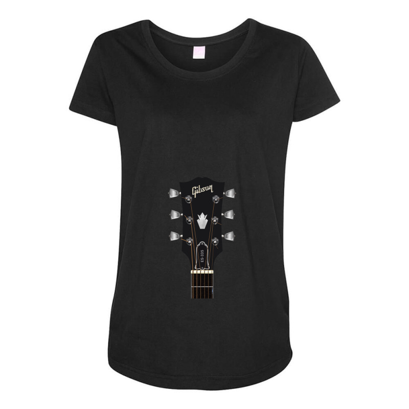 Guitar Headstock Artgibson Es 335 Sticker Maternity Scoop Neck T-shirt by CharlieFairchild | Artistshot