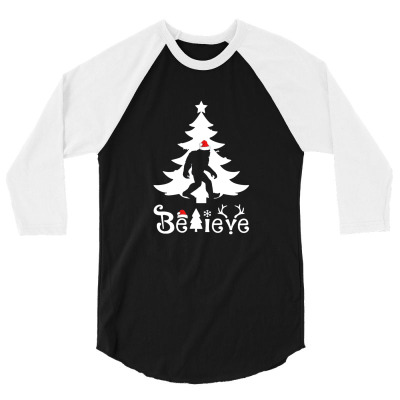 Bigfood Sasquatch Believe Christmas 3/4 Sleeve Shirt Designed By Sr88