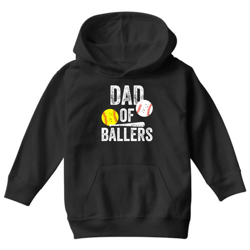 Mens Dad Of Ballers Dad Of Baseball And Softball Player Youth Hoodie by cm-arts | Artistshot