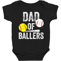 Mens Dad Of Ballers Dad Of Baseball And Softball Player Baby Bodysuit | Artistshot