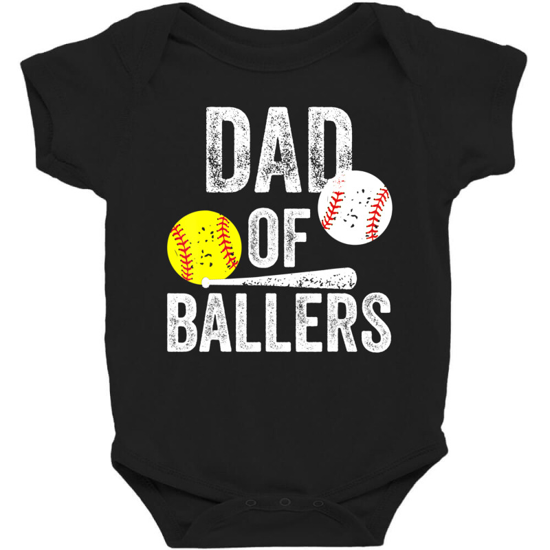 Mens Dad Of Ballers Dad Of Baseball And Softball Player Baby Bodysuit by cm-arts | Artistshot