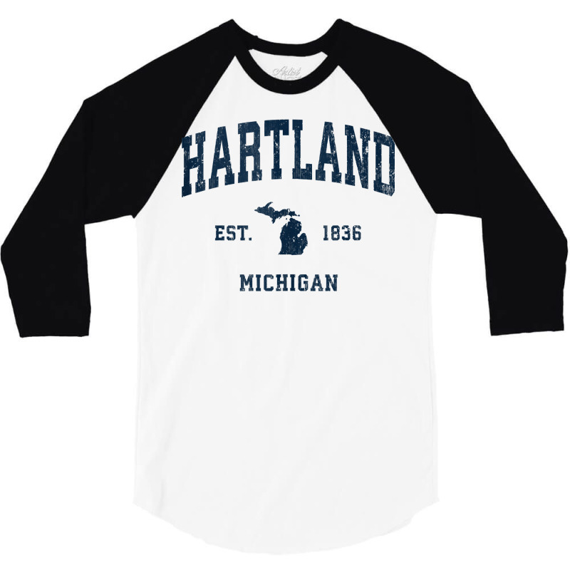 Hartland Michigan Mi Vintage Athletic Navy Sports Design Tank Top 3/4 Sleeve Shirt by vaeriburaeme | Artistshot