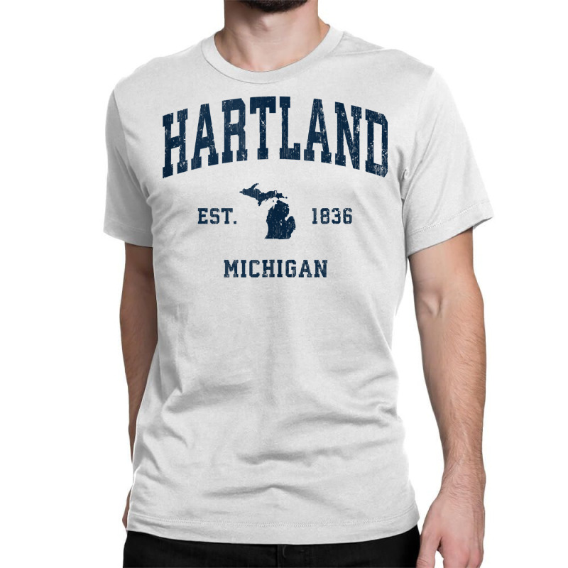 Hartland Michigan Mi Vintage Athletic Navy Sports Design Tank Top Classic T-shirt by vaeriburaeme | Artistshot