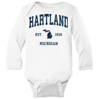 Hartland Michigan Mi Vintage Athletic Navy Sports Design Tank Top Long Sleeve Baby Bodysuit | Artistshot