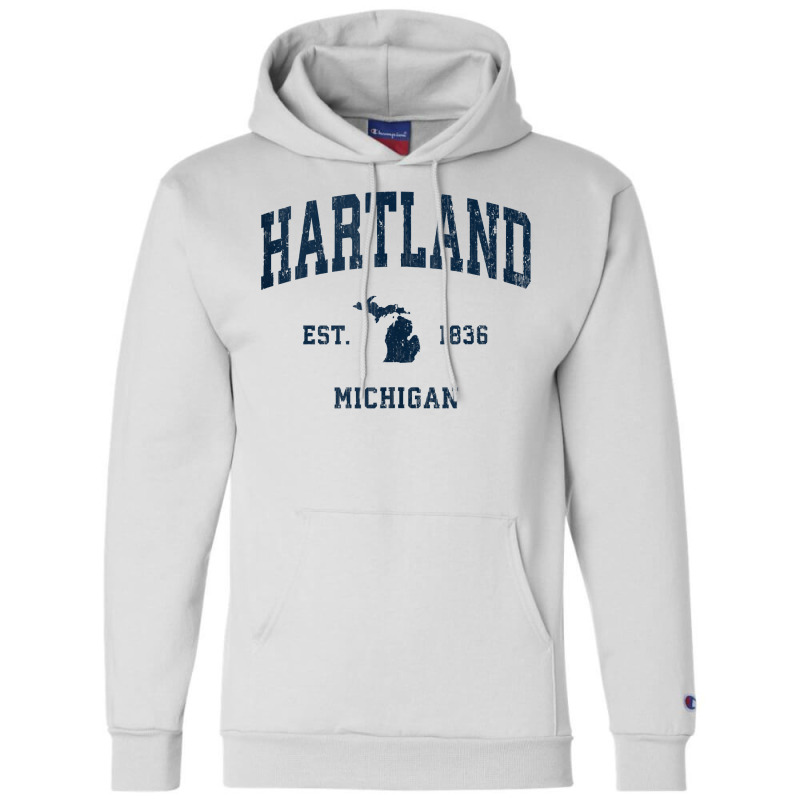 Hartland Michigan Mi Vintage Athletic Navy Sports Design Tank Top Champion Hoodie by vaeriburaeme | Artistshot