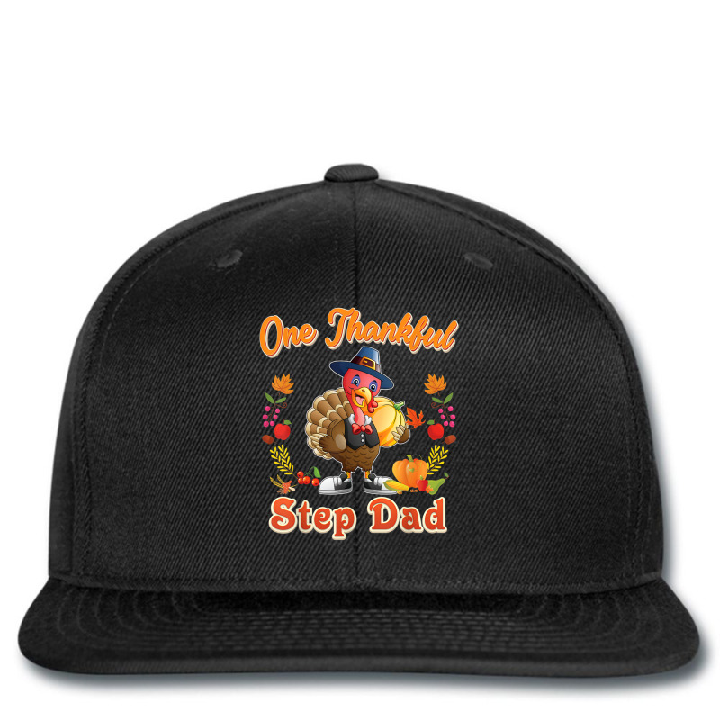 One Thankful Step Dad Thanksgiving Turkey Blessed Grateful Printed hat by Color | Artistshot