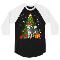 Santa Reindeer Alaskan Malamute Christmas Tree Lights Dog Raglan Baseb 3/4 Sleeve Shirt | Artistshot