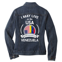 Womens May Live In The Usa But My Story Began In Venezuela Gift V Neck Ladies Denim Jacket | Artistshot