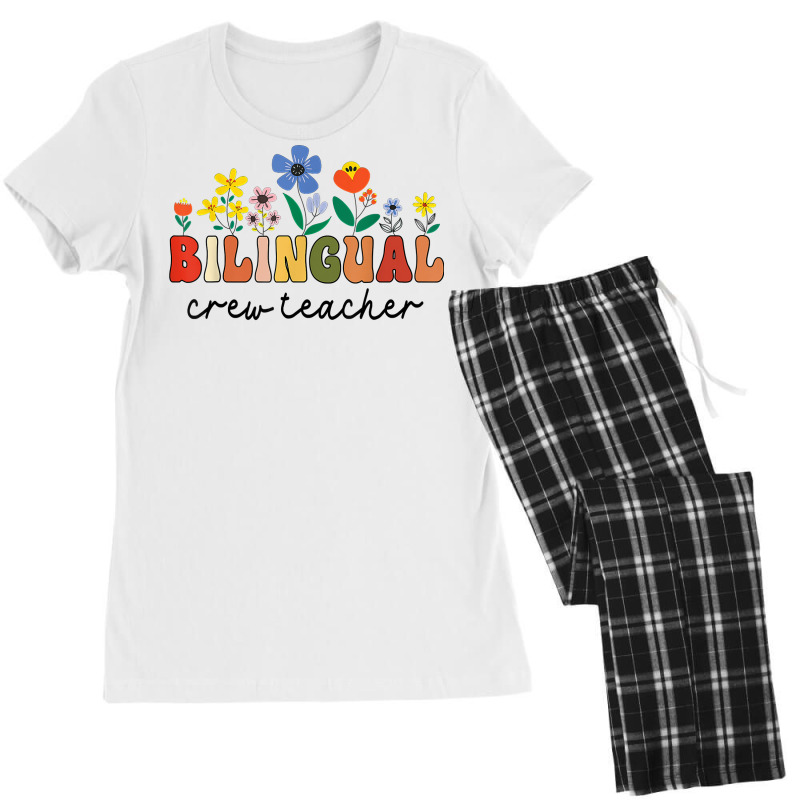 Dual Language Bilingual Crew Teacher Appreciation T Shirt Women's Pajamas Set by v8dycanel | Artistshot