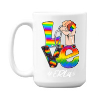 Love Er Life Nurse Lgbt Gay Pride Rainbow Flag Nursing 15 Oz Coffee Mug | Artistshot