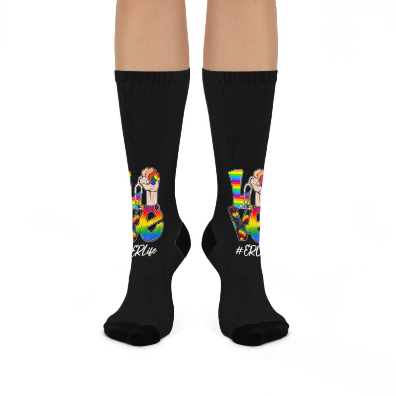 Love Er Life Nurse Lgbt Gay Pride Rainbow Flag Nursing Crew Socks | Artistshot