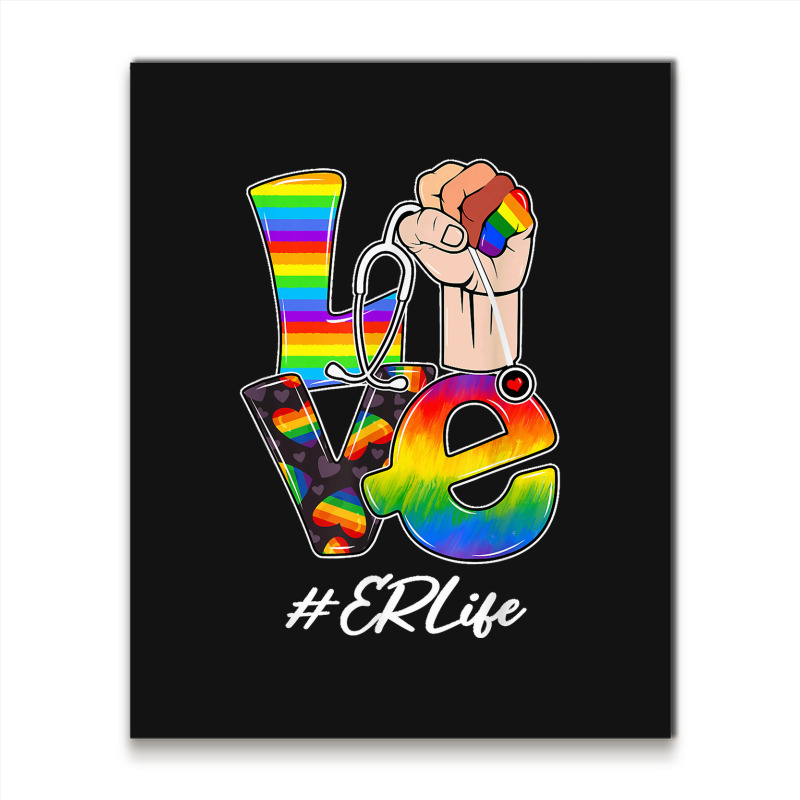 Love Er Life Nurse Lgbt Gay Pride Rainbow Flag Nursing Metal Print Vertical | Artistshot