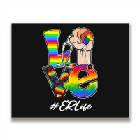 Love Er Life Nurse Lgbt Gay Pride Rainbow Flag Nursing Metal Print Horizontal | Artistshot