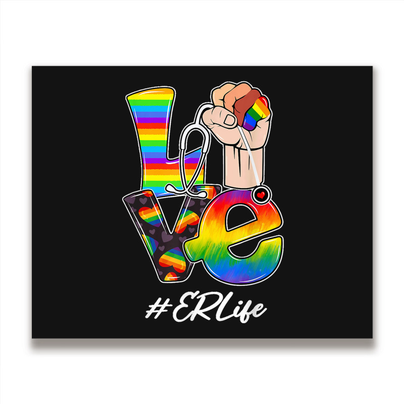 Love Er Life Nurse Lgbt Gay Pride Rainbow Flag Nursing Metal Print Horizontal | Artistshot