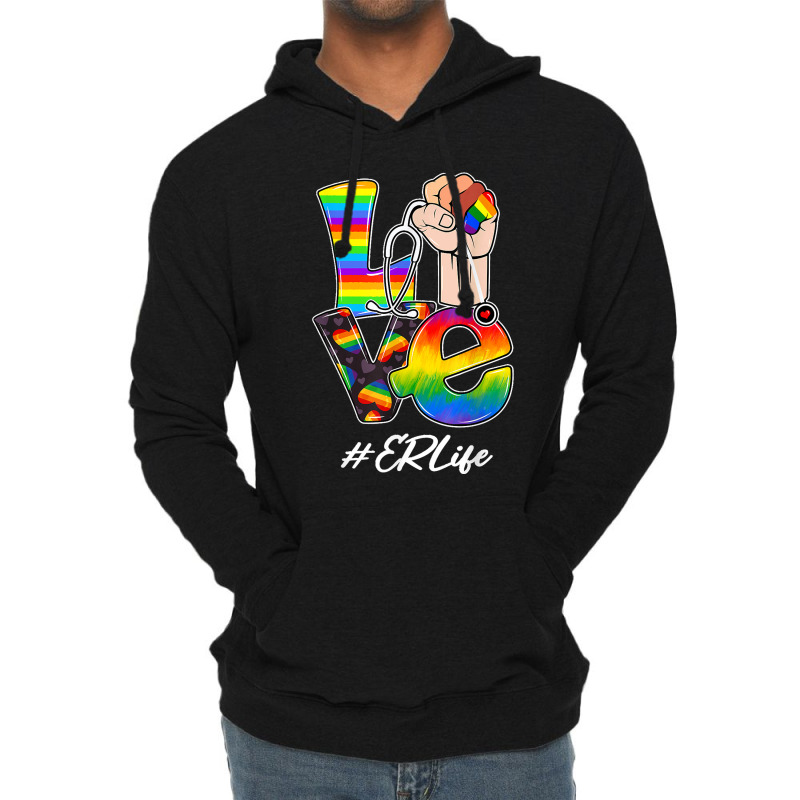 Love Er Life Nurse Lgbt Gay Pride Rainbow Flag Nursing Lightweight Hoodie | Artistshot