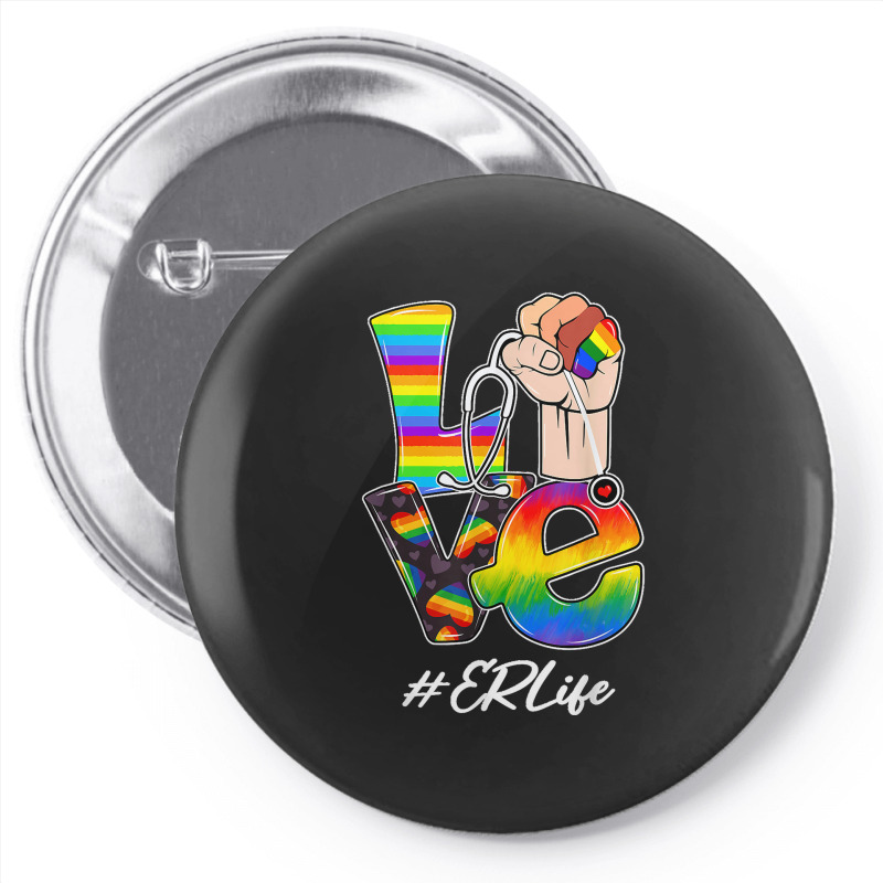 Love Er Life Nurse Lgbt Gay Pride Rainbow Flag Nursing Pin-back Button | Artistshot