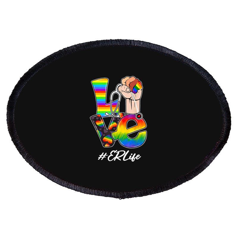 Love Er Life Nurse Lgbt Gay Pride Rainbow Flag Nursing Oval Patch | Artistshot