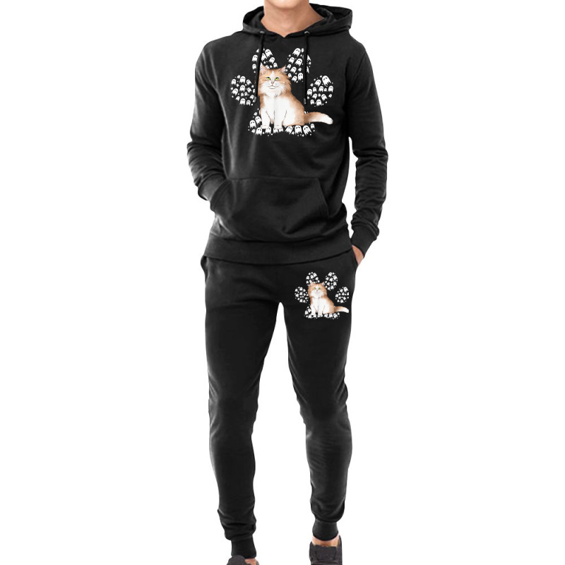 Halloween Siberian Brown Tuxedo Cat Ghosts Cat Paw T Shirt Hoodie & Jogger set by cm-arts | Artistshot