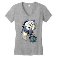 Xrp To The Moon Hodl Crypto Ripple Token Millionaire Bullrun T Shirt Women's V-neck T-shirt | Artistshot