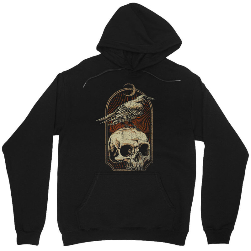 Witch Scary Crow Ghoulish Skull Moon Raven Unisex Hoodie | Artistshot