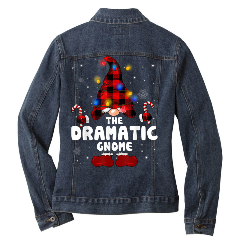 The Dramatic Gnome Buffalo Plaid Christmas Tree Light Funny Ladies Denim Jacket by Clinical | Artistshot