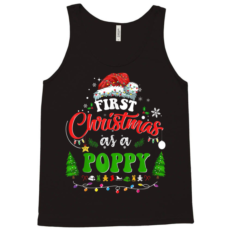 First Christmas As A Poppy Funny Holiday Santa Hat Groovy Tank Top | Artistshot