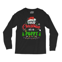 First Christmas As A Poppy Funny Holiday Santa Hat Groovy Long Sleeve Shirts | Artistshot