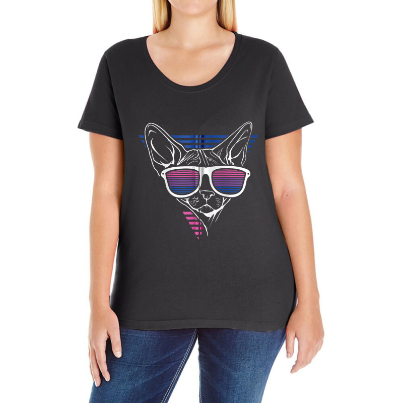 Cat Wearing Sunglasses Funny Bi Sexual Pride Kitten Lover Ladies Curvy T-Shirt by Charlotte J Miracle | Artistshot