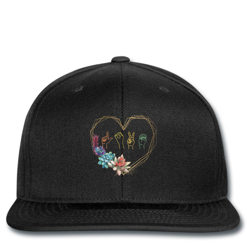 Love Sign Language Floral Heart Asl Valentine's Day Printed hat by cm-arts | Artistshot