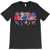 Mechanic Proud American Flag Fireworks Happy 4th Of July T-shirt | Artistshot