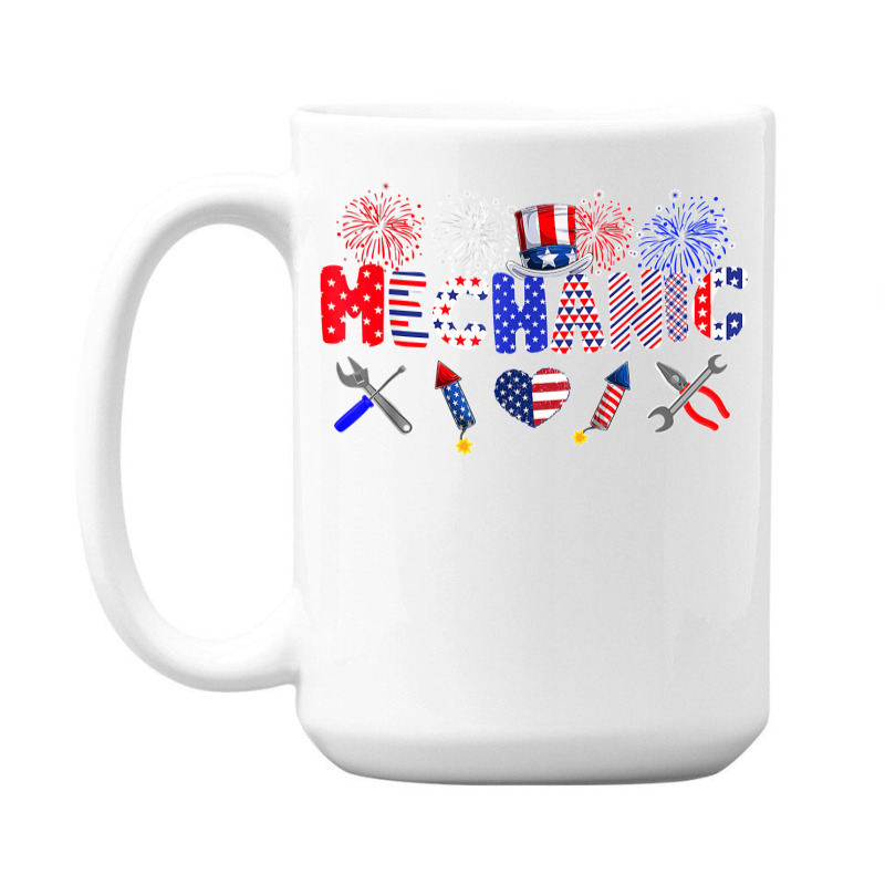 Mechanic Proud American Flag Fireworks Happy 4th Of July 15 Oz Coffee Mug | Artistshot